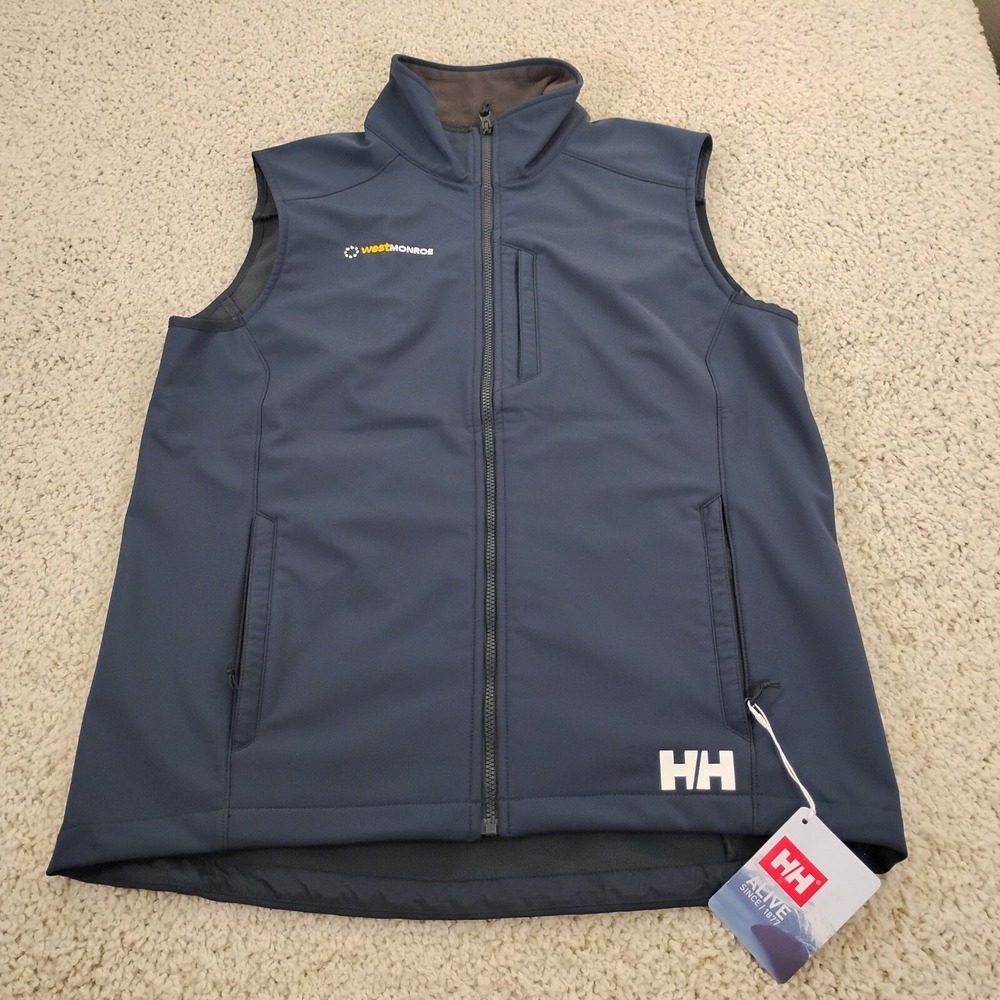 Helly Hansen Vest Mens Large Blue Paramount Soft Shell Jacket Hiking Beach Navy